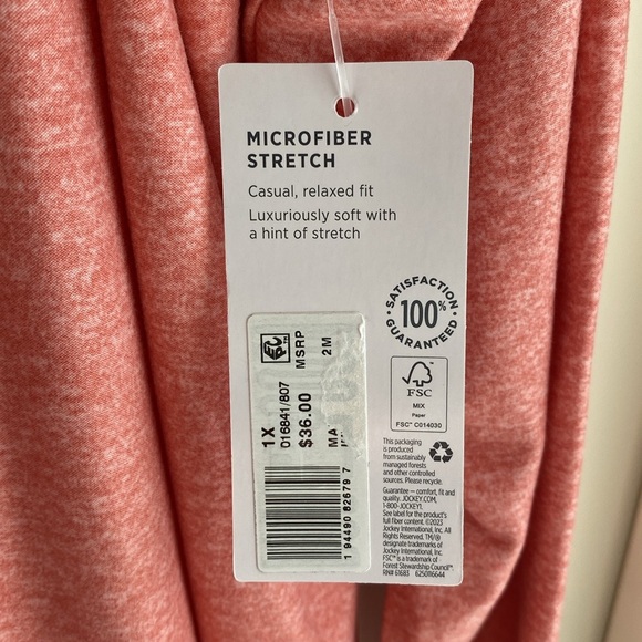 JOCKEY (1X) Soft Essentials Long Sleeve Tee Style 16841 Color 807 Rose Haze, NWT - Picture 6 of 12